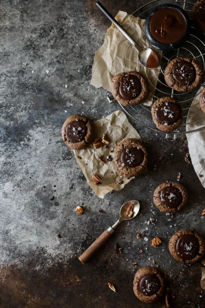 Chocolate Tahini Thumbprint Cookies from Jessi's Kitchen