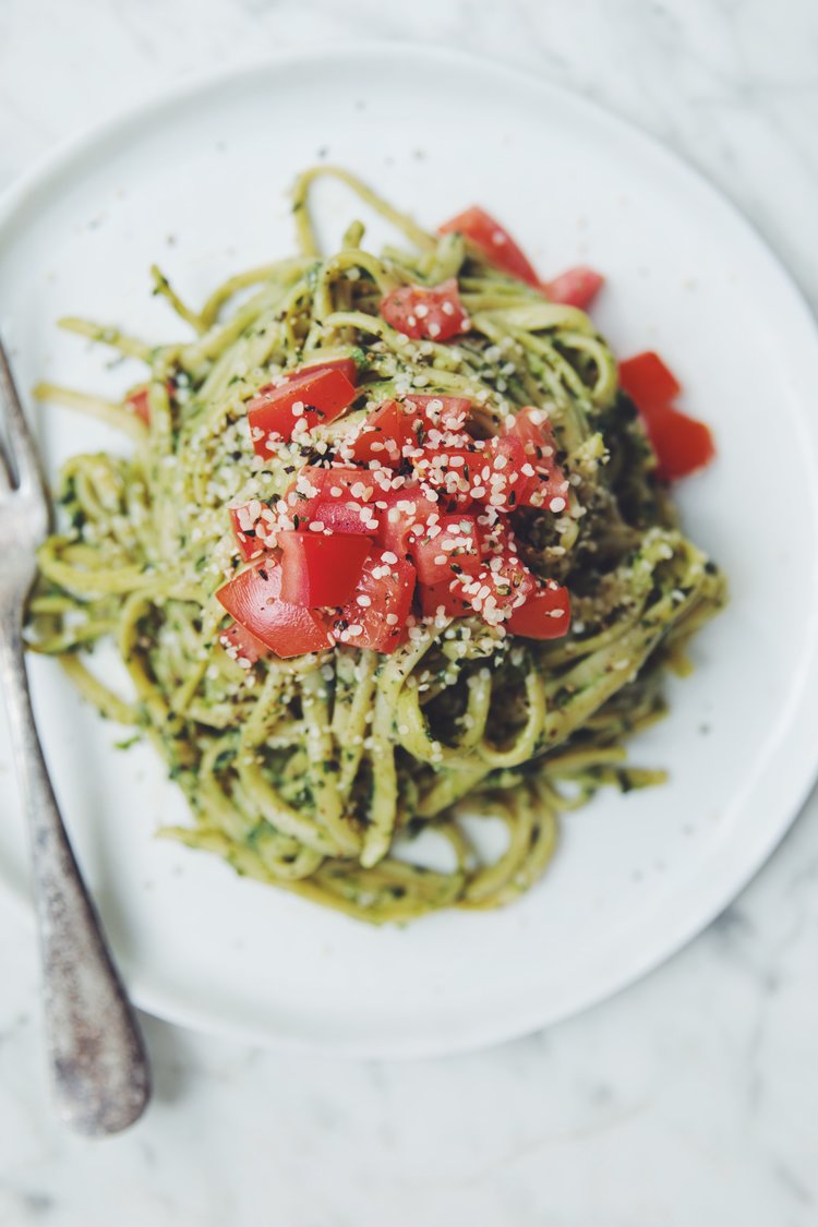 Cool Mom Eats weekly meal plan: Vegan Avocado Pesto at Hot For Food
