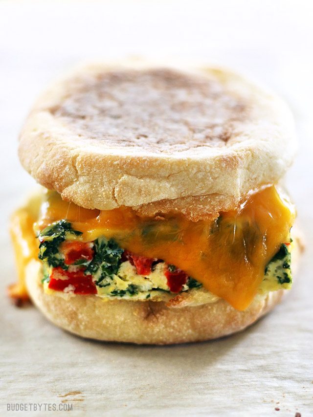 Make-ahead holiday breakfast recipes: Veggie Packed Make-Ahead Breakfast Sandwiches | Budget Bytes