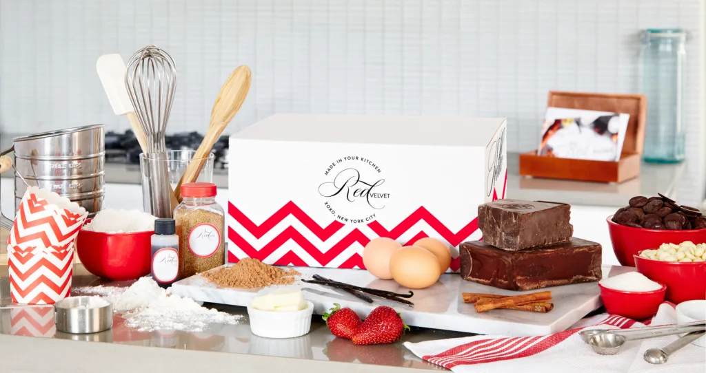 Best food subscription boxes, perfect for last-minute holiday gifting: Red Velvet NYC, monthly dessert kits that come with two recipes and everything you need to make two pro desserts every month | Cool Mom Eats holiday gift guide 2017