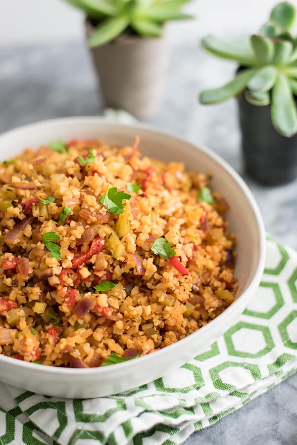 Healthier substitutions for white rice: Dirty Cauliflower Rice at Bites of Wellness