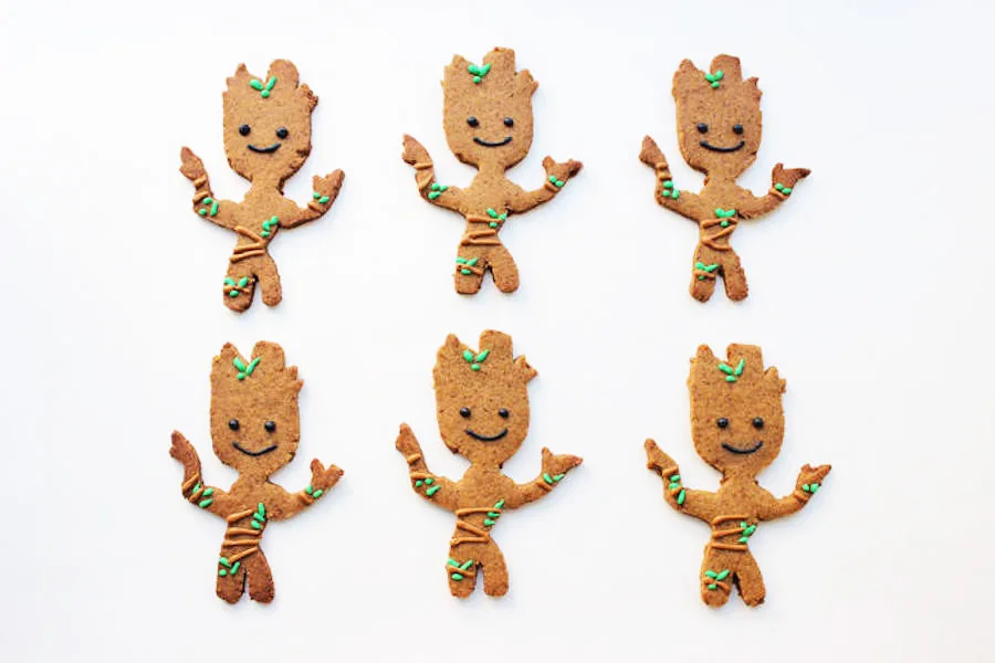 Super fun pop culture gingerbread cookie ideas: Baby Groot Gingerbread Cookies at Disney Family