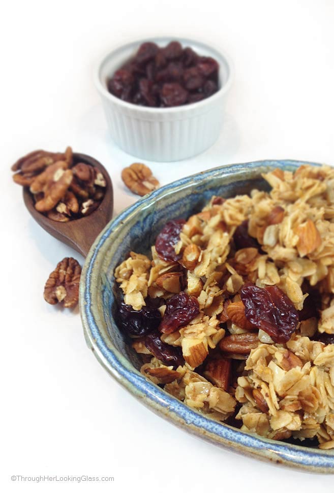 Snack recipes that help you sleep better: Cherry Pecan Granola | Through Her Looking Glass