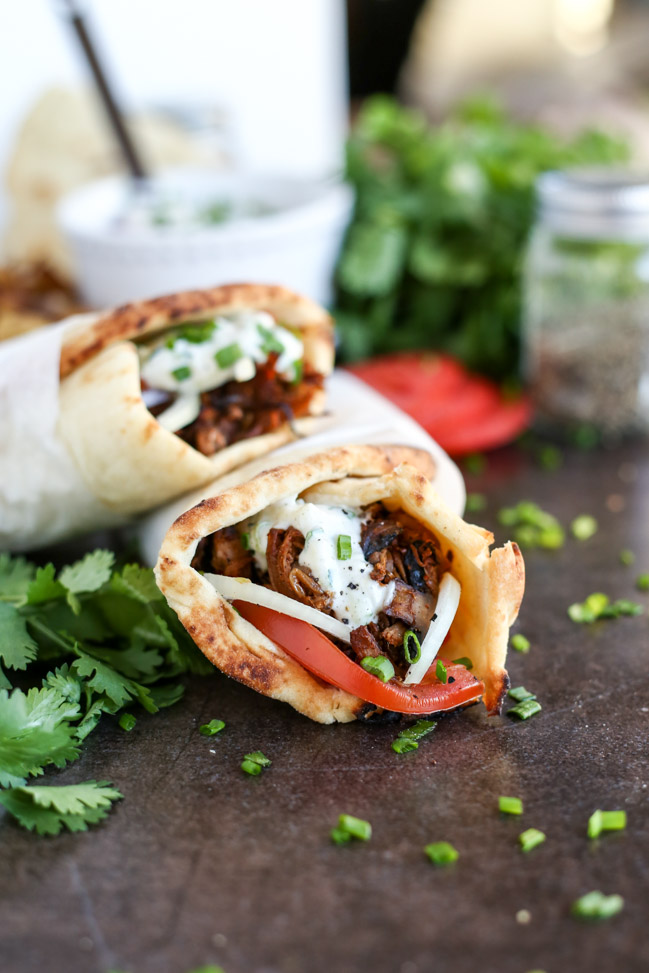 Vegan Jackfruit and Mushroom Gyros with Tzatziki at I Love Vegan Vegan Jackfruit and Mushroom Gyros with Tzatziki at I Love Vegan