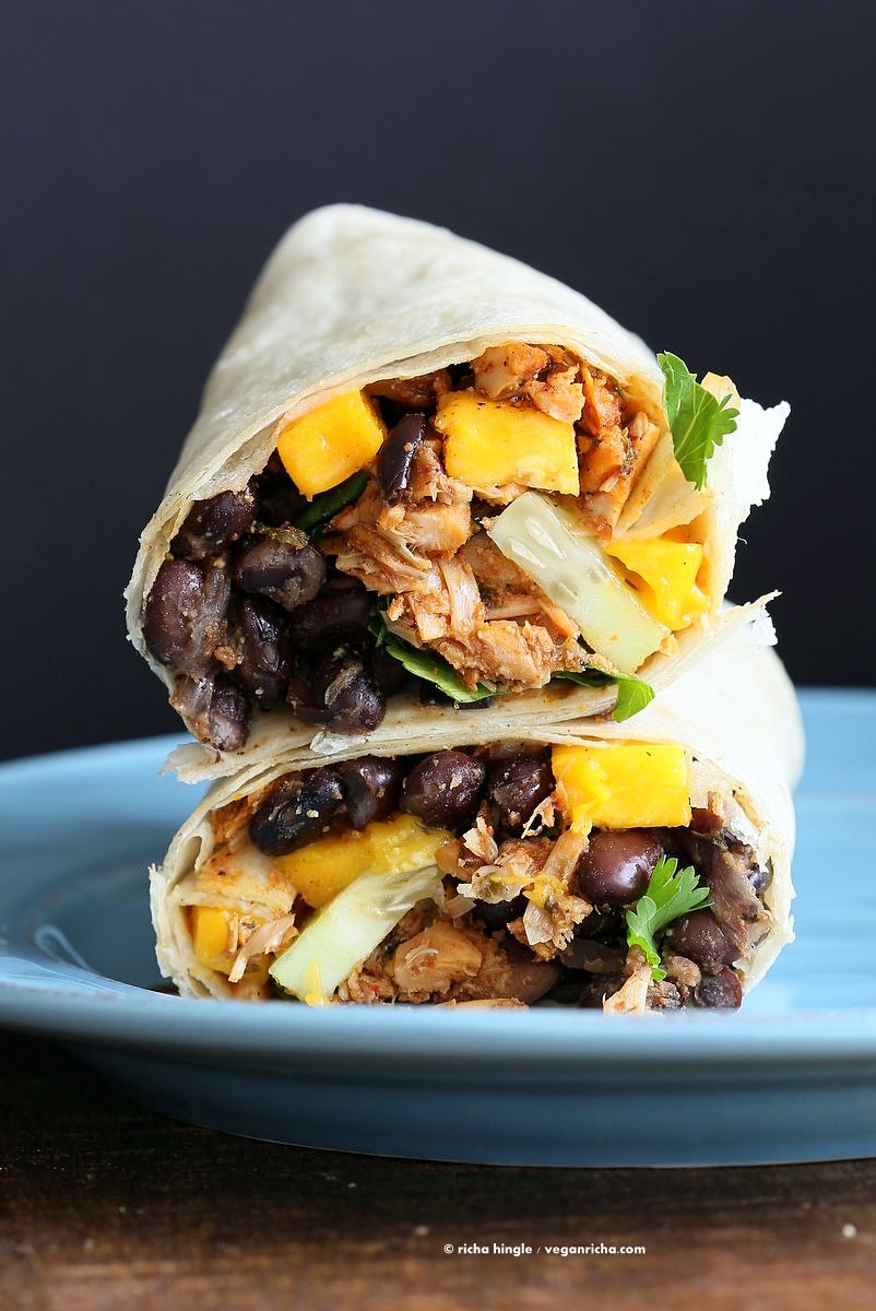 Jamaican Jerk Jackfruit Black Bean Mango Wraps at Vegan Richa Jamaican Jerk Jackfruit Black Bean Mango Wraps at Vegan Richa