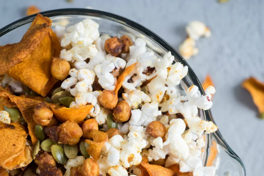 We've got 10 things to make with your kids that aren't sweets. Yay for no sugar crashes! | Spiced Chickpea Snack Mix at The Seasoned Vegetable