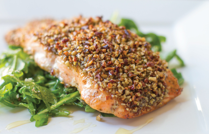 Cool Mom Eats weekly meal plan: Honey Pecan Crusted Salmon | Meiko and the Dish