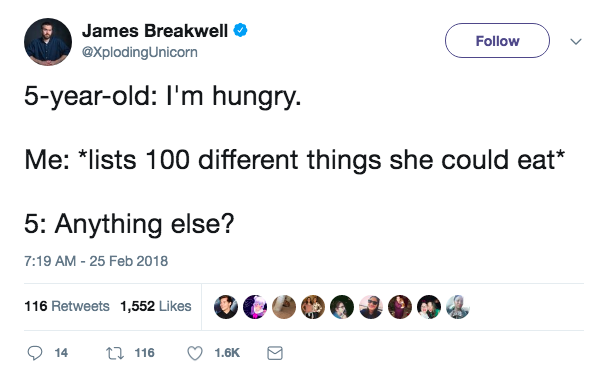 Funniest tweets about picky eaters from hilarious parents on Twitter: James Breakwell via Twitter
