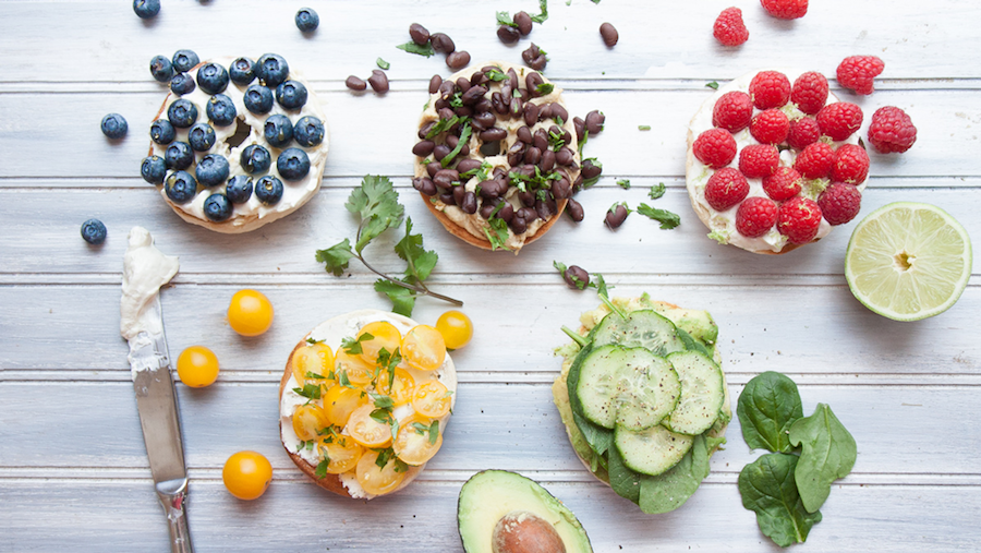 Olympics snack ideas: Open-faced bagel sandwiches at Anytime Fitness