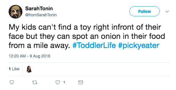 Funniest tweets about picky eaters from hilarious parents on Twitter: Sarah Tonin via Twitter
