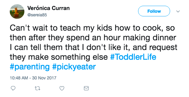 Funniest tweets about picky eaters from hilarious parents on Twitter: Veronica Curran via Twitter