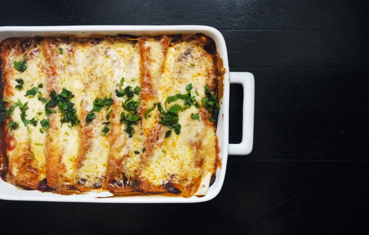 Cool Mom Eats weekly meal plan: Sweet Potato and Black Bean Enchiladas | One Hungry Mama