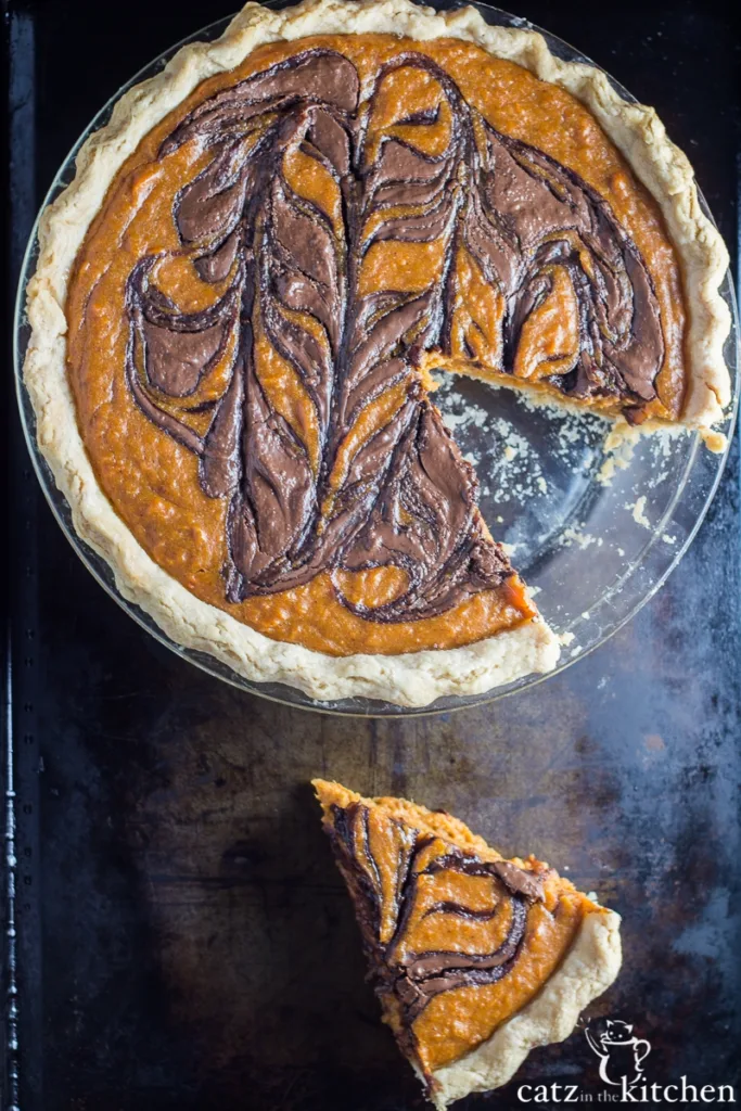 Nutella Swirled Sweet Potato Pie from Catz in the Kitchen