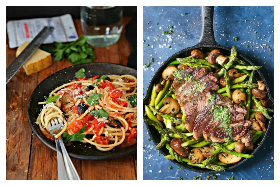 On the latest Cool Mom Eats weekly meal plan, we've got 5 easy, family-friendly dinner recipes for the week ahead, including Tuna Puttanesca at Bell'alimento and One-Pan Steak and Veggies with Garlic Herb Butter at Damn Delicious