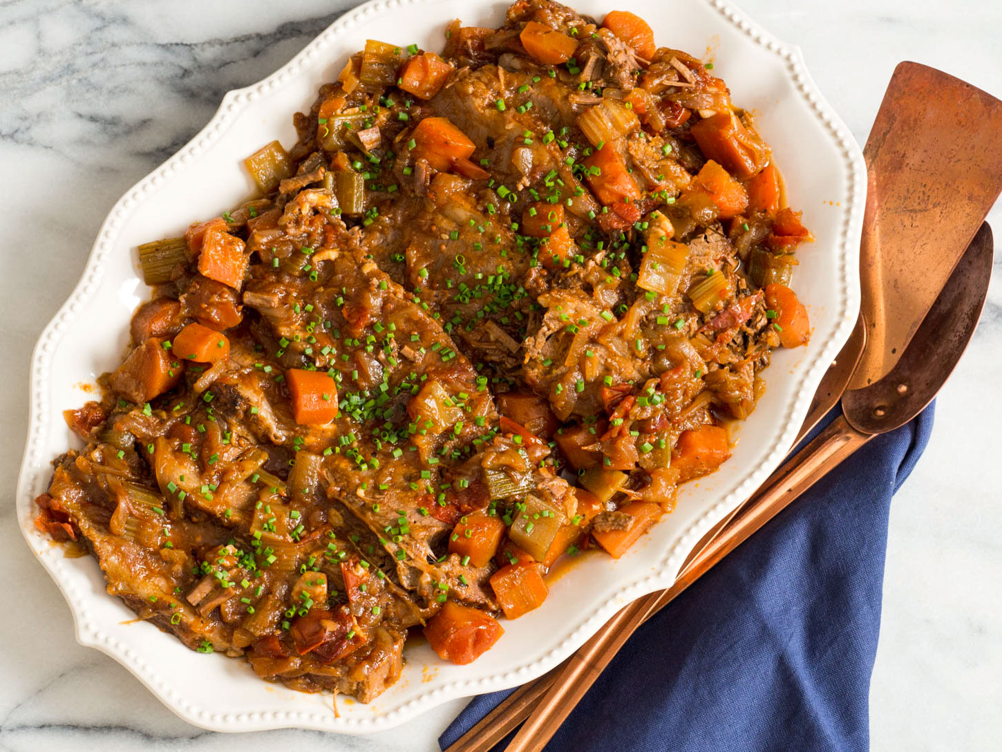Passover brisket recipes: Jewish-Style Braised Brisket with Onions and Carrots | Daniel Gritzer via Serious Eats