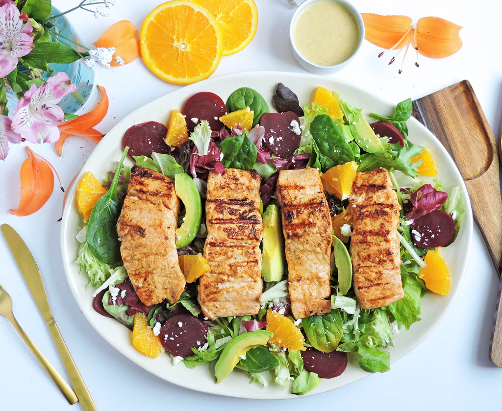 Cool Mom Eats weekly meal plan: Citrus Salmon and Beet Salad at Beautiful Eats and Things 