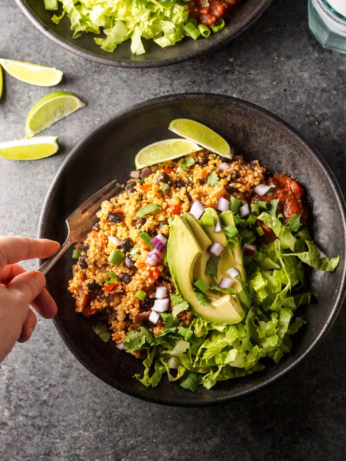Cool Mom Eats weekly meal plan: Instant Pot Vegan Burrito Bowls at Detoxinista 
