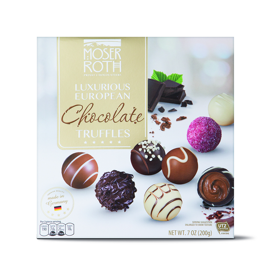 Mother's Day finds we love for under $10 at Aldi: Moser Roth Luxurious European Chocolate Truffles. Because affordable, totally delicious chocolate truffles in 16 different flavors. This is a Mother's Day gift no-brainer! | Cool Mom Eats
