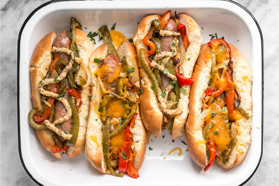 Roasted Bratwurst With Peppers and Onions at Budget Bytes Roasted Bratwurst With Peppers and Onions at Budget Bytes