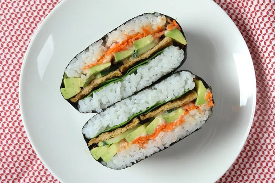 How to make your own onigirazu, or sushi sandwiches like you may start seeing at Whole Foods.