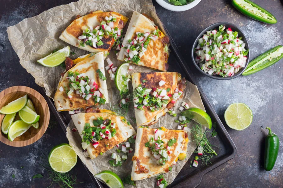 Cool Mom Eats meal plan: Chorizo Quesadillas with Radish and Fennel Salsa at Nerds with Knives