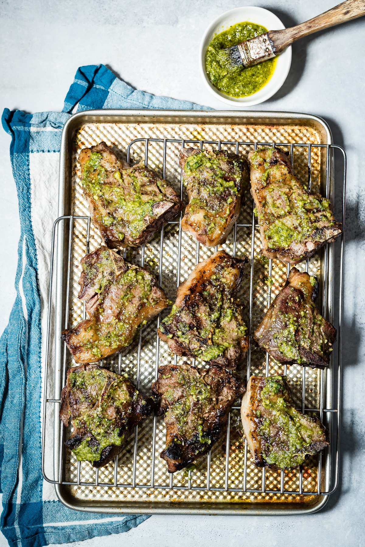 Cool Mom Eats weekly meal plan: Grilled Lamb Loin Chops with Mint Pesto at Foodness Gracious 