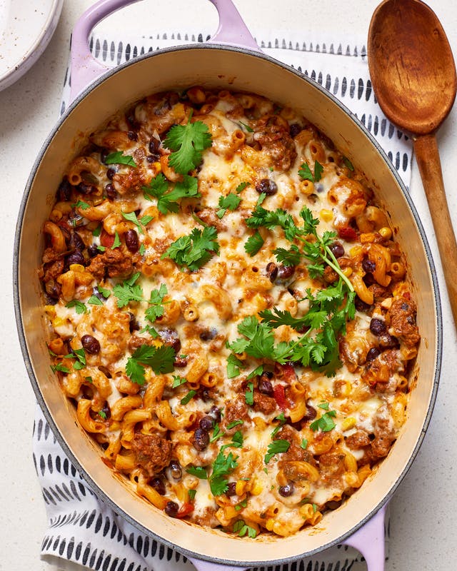 Cool Mom Eats weekly meal plan: One Pot Cheesy Taco Pasta at Kitchn | Photo by Joe Lingeman