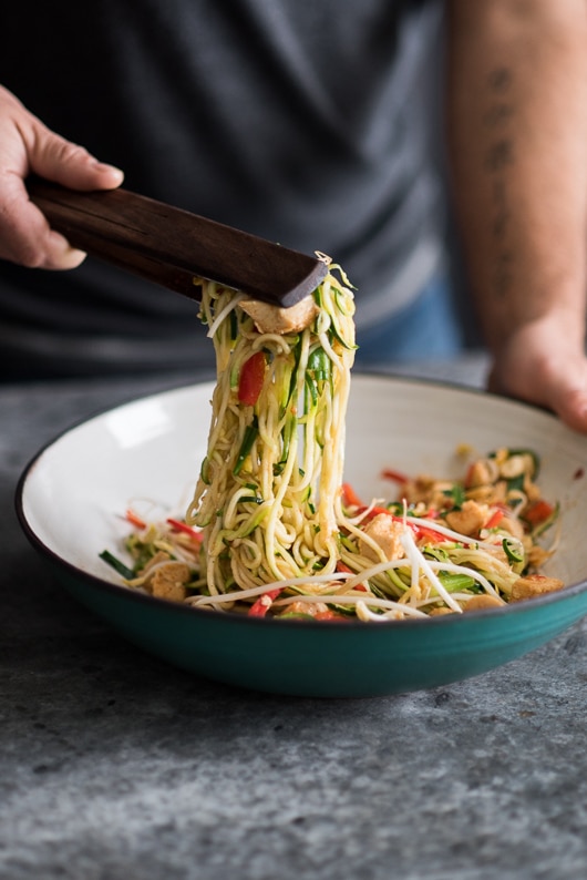 Cool Mom Eats weekly meal plan: Chicken Zucchini Noodle Pad Thai recipe at White On Rice Couple