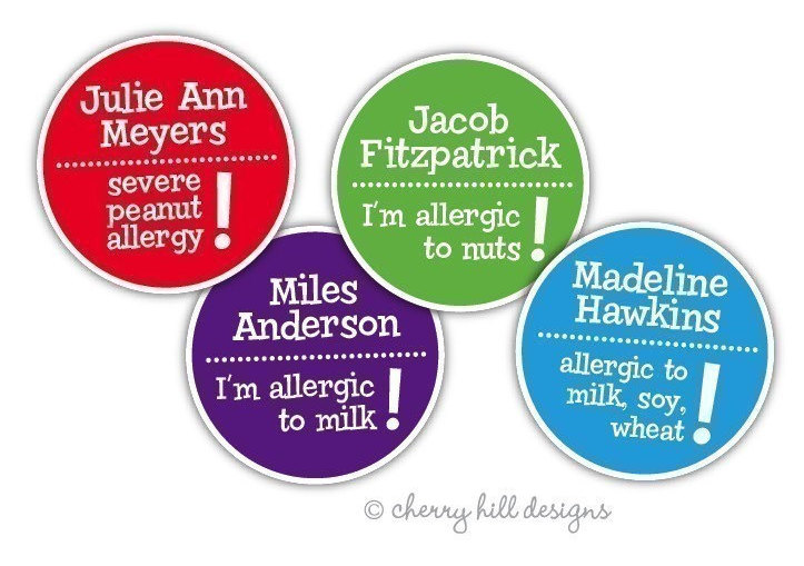 Custom food allergy labels: Personalize your own at Cherry Hill Designs on Etsy Custom food allergy labels: Personalize your own at Cherry Hill Designs on Etsy