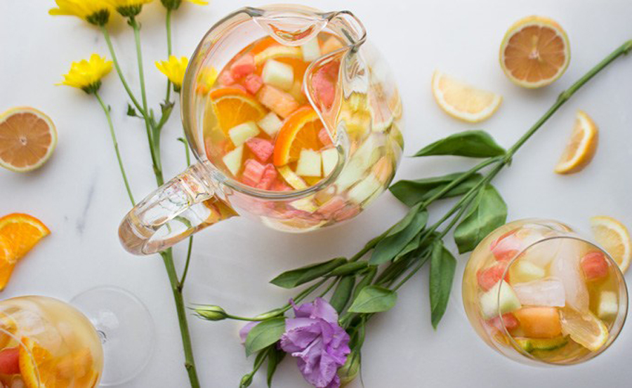 Make ahead Mother's Day brunch recipes: Sparkling Melon and Citrus Sangria from Our Food Fix