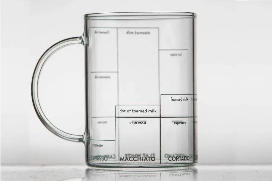 Multi-ccino coffee mug has measurements for the perfect latte, cappuccino and more!