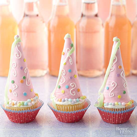 Princess cupcakes recipe from BH&G uses cones as the base for a medieval princess crown