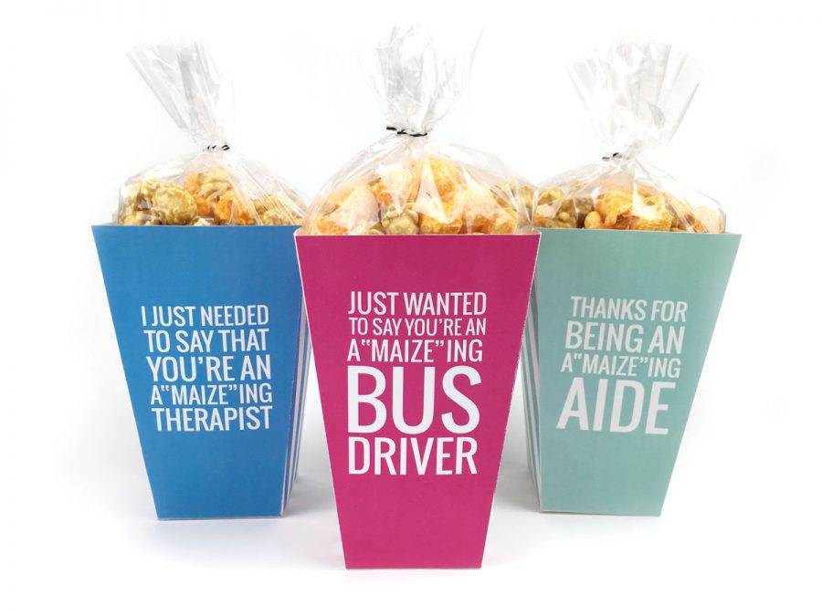 Teacher appreciation food gift idea: Popcorn boxes at Simple Everyday Mom
