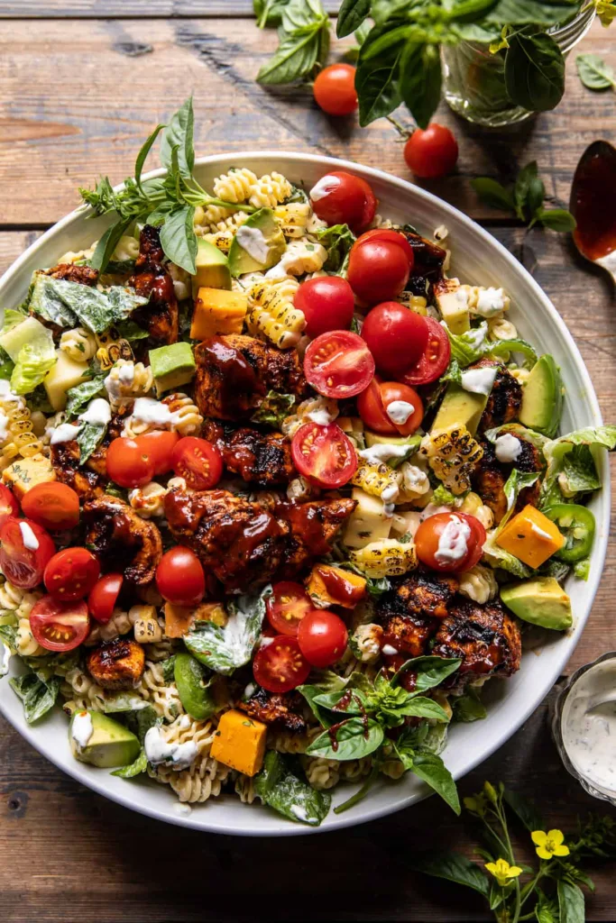 BBQ Chicken Ranch Pasta Salad from Half Baked Harvest BBQ Chicken Ranch Pasta Salad from Half Baked Harvest