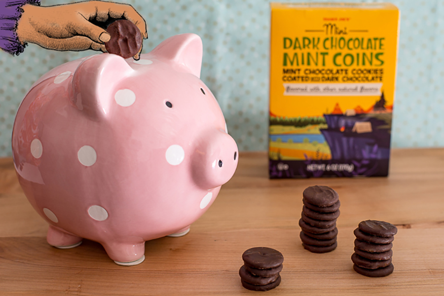 Camp snacks ideas for kids from Trader Joe’s: Mini Dark Chocolate Mint Coins