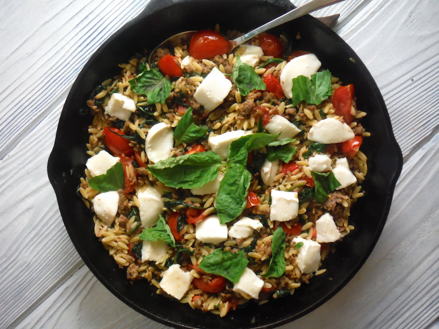 Weekly meal plan: Italian Sausage Caprese Pasta at HomeEc@Home