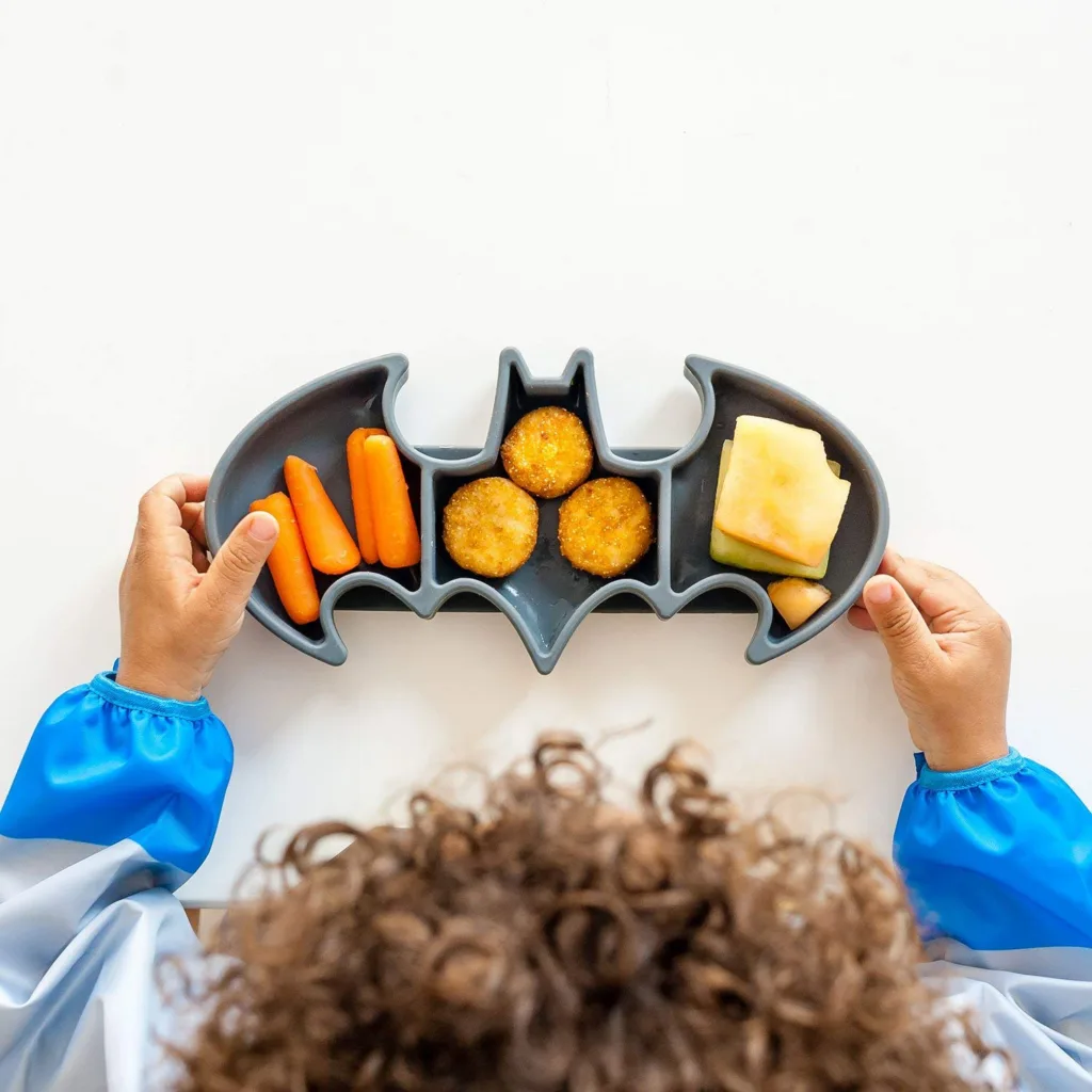 Bumkins silicone Batman dish for babies and toddlers | Dishes to make mealtime fun at CoolMomEats.com