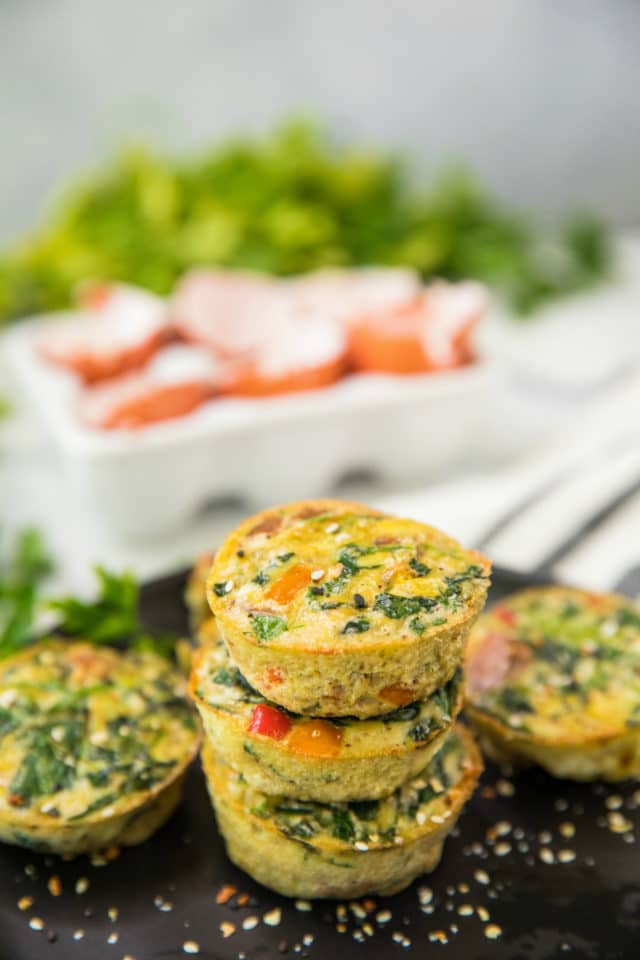 Snack recipes to increase breast milk supply: Sweet potato spinach egg cups at Kim's Cravings