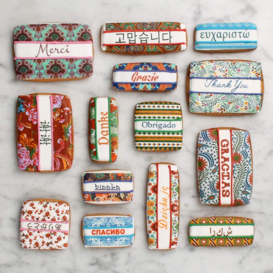 Gorgeous thank you cookie gift box from Eleni's is a great alternative to a fruit basket