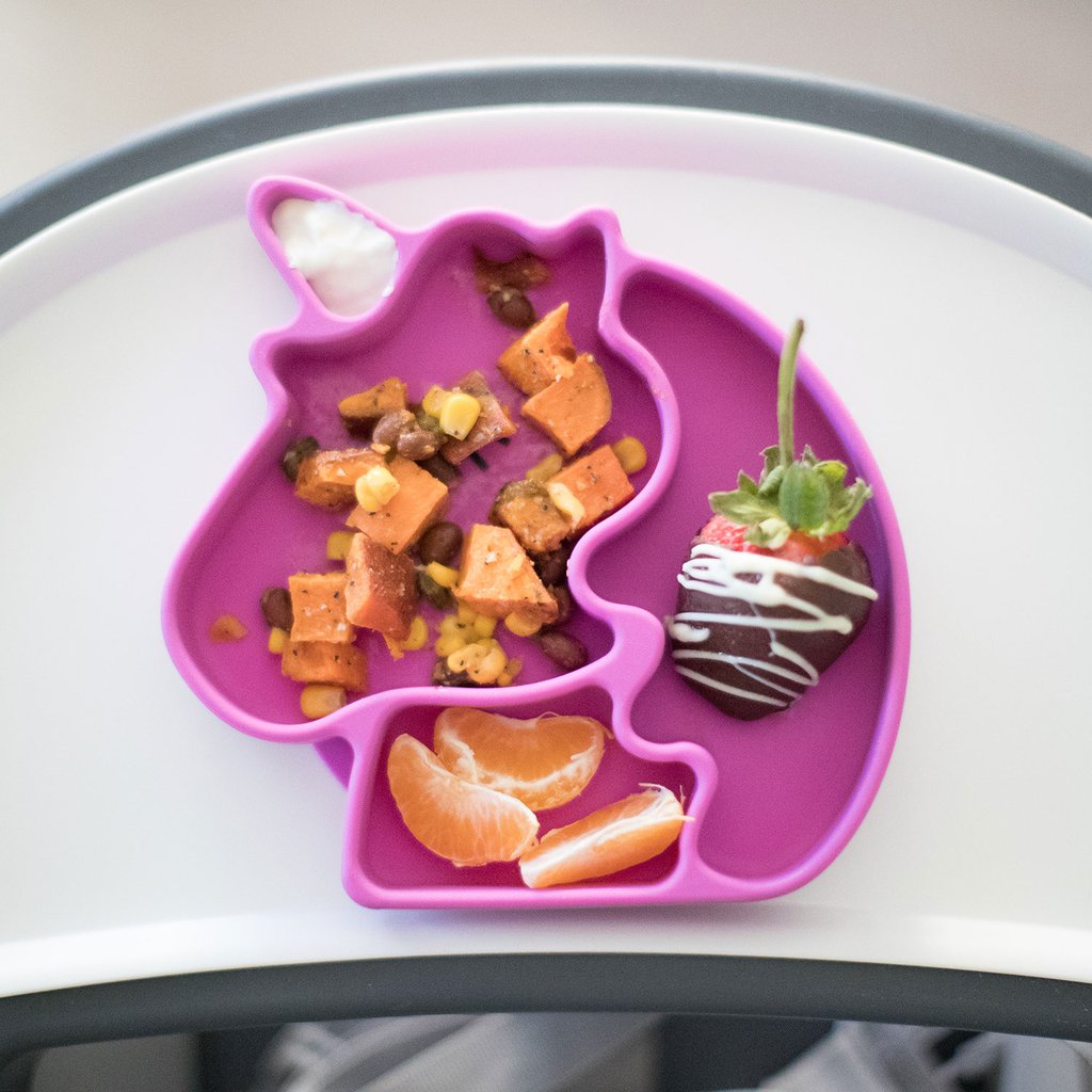Bumkins silicone unicorn stay-put dish for babies and toddlers | Dishes to make mealtime fun at CoolMomEats.com