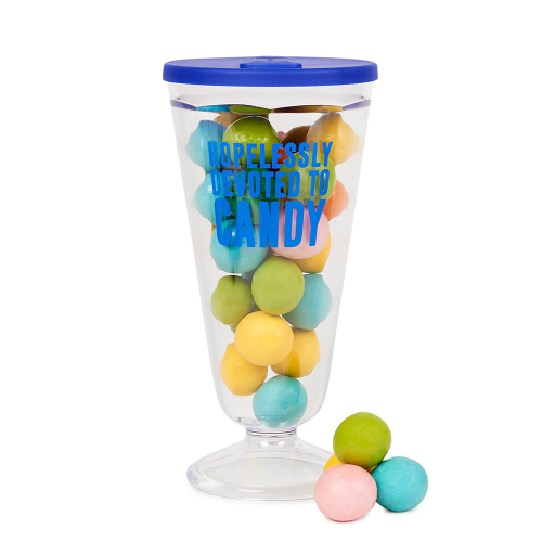 Hopelessly Devoted to Candy Grease themed reusable fountain glasses at Dylan's | Cool Mom Eats