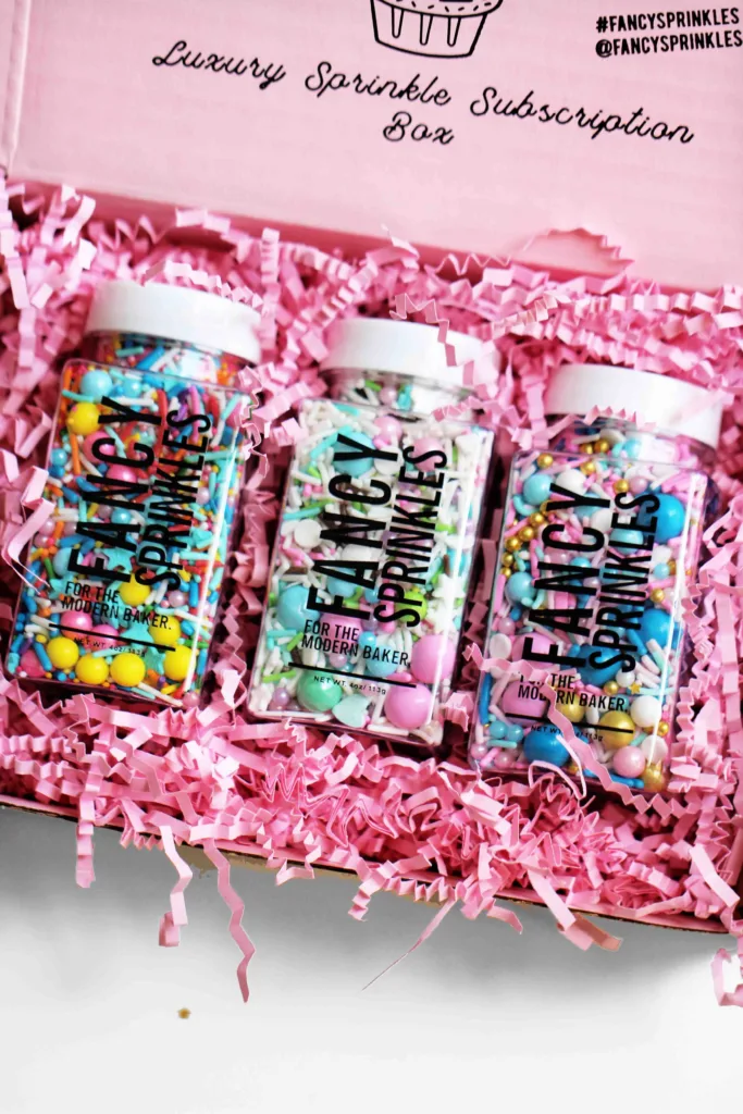 Amazing gift for a baker: Monthly sprinkly subscription box from Fancy Sprinkles Amazing gift for a baker: Monthly sprinkly subscription box from Fancy Sprinkles