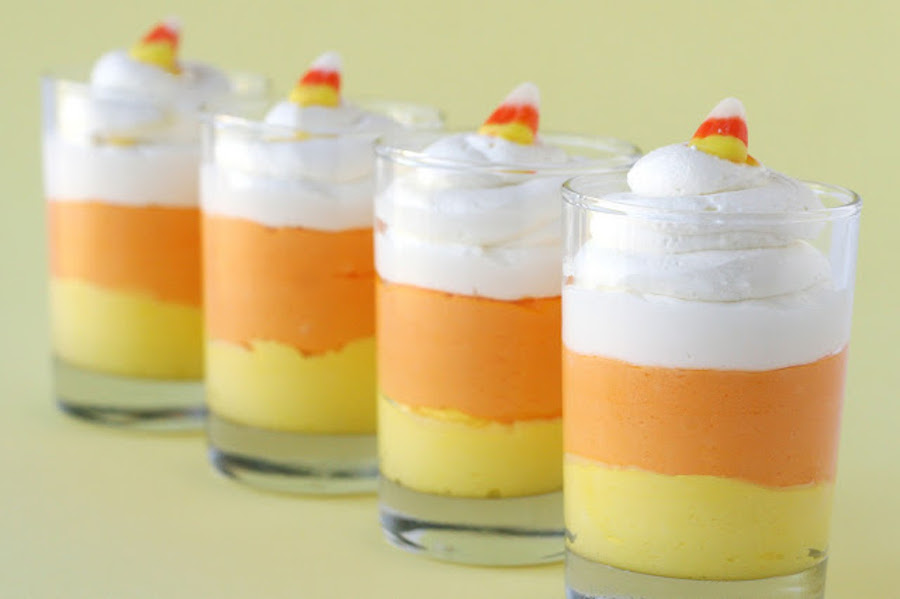 Candy Corn Cheesecake Mousse recipe for Halloween from Glorious Treats
