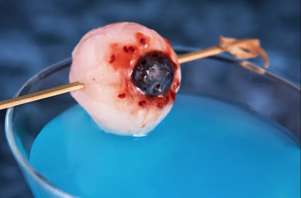 DIY Lychee eyeball cocktail garnish from The Spruce Eats