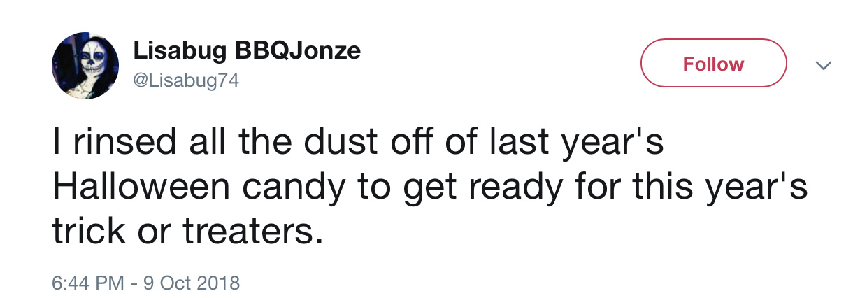 Funny Halloween tweets about candy: @Lisabug74 Funny Halloween tweets about candy: @Lisabug74