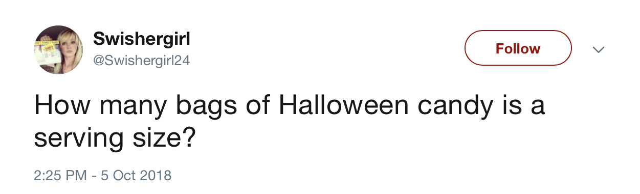Funny Halloween tweets about candy: @Swishergirl Funny Halloween tweets about candy: @Swishergirl
