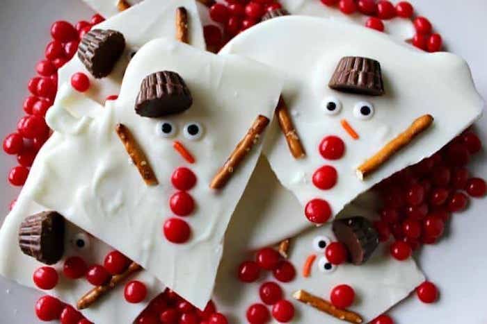Creative Christmas bark recipes: Melted Snowman bark at Princess Pinky Girl