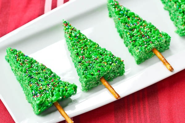 Easy Holiday Bake Sale Idea: Christmas Tree Rice Krispie Treats from Rachel Cooks