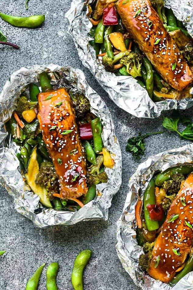 Easy, healthy foil-pack dinners: Teriyaki Salmon Foil Packets | Life Made Sweeter 