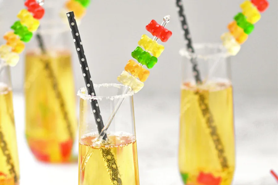This Gummy Bear Mocktail recipe from Simple Seasonal + 6 others that are perfect for kids on New Year's Eve